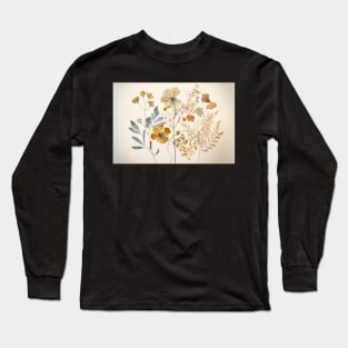 Floral Garden Botanical Print with wild flowers Long Sleeve T-Shirt